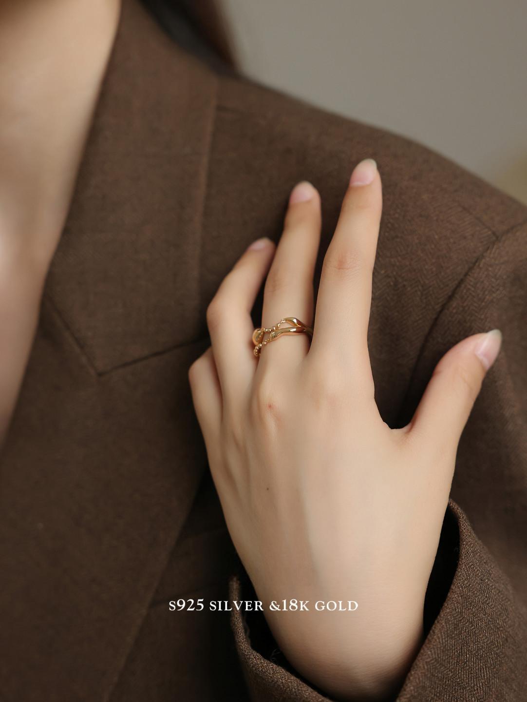 Minimalist Gold Plated Adjustable S925 Ring
