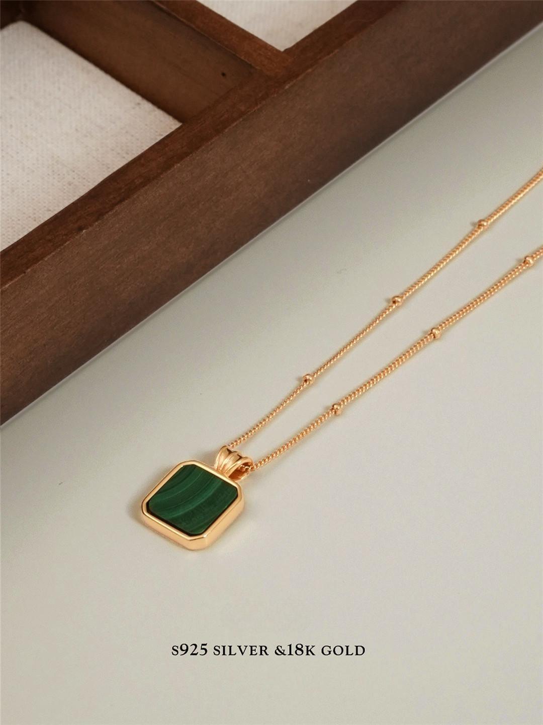 Malachite S925 Gold Plated Necklace