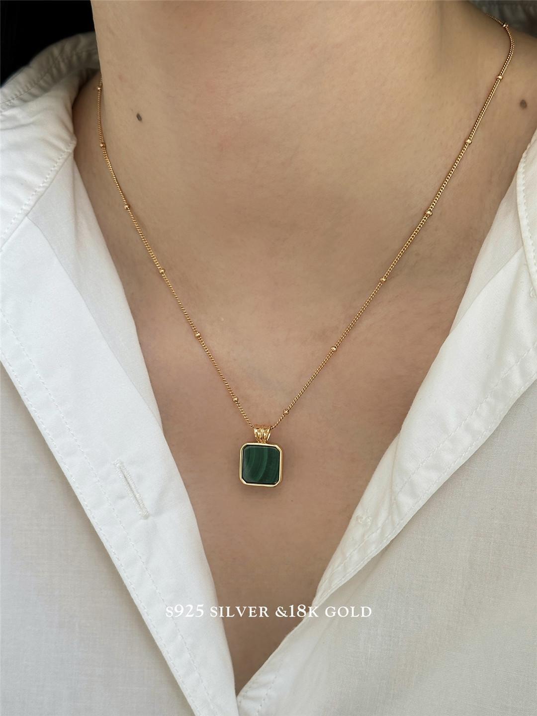 Malachite S925 Gold Plated Necklace