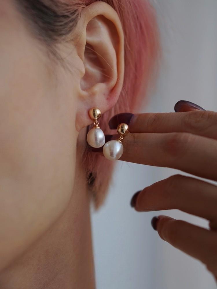 Baroque Freshwater Pearl Gold Plated Stud Earrings