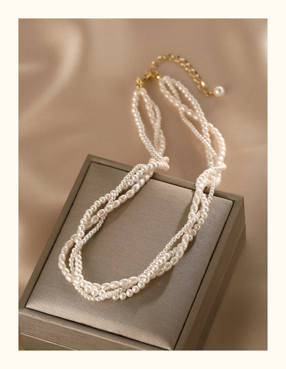 14K Rolled Gold Triple - Layer Pearl Necklace