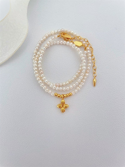 Baby Pearl Necklace with Cross Pendant