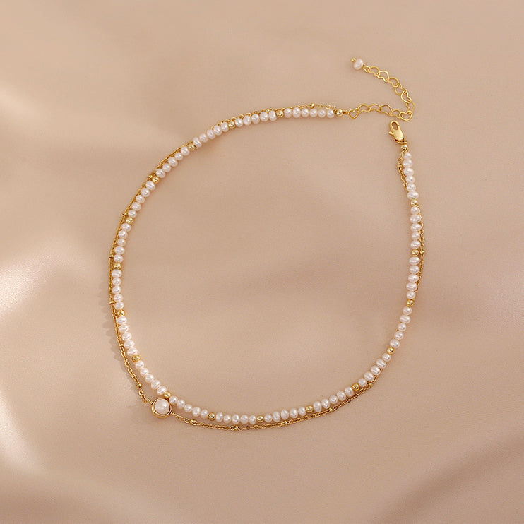 Elegance Double-Layer Pearl Choker Necklace