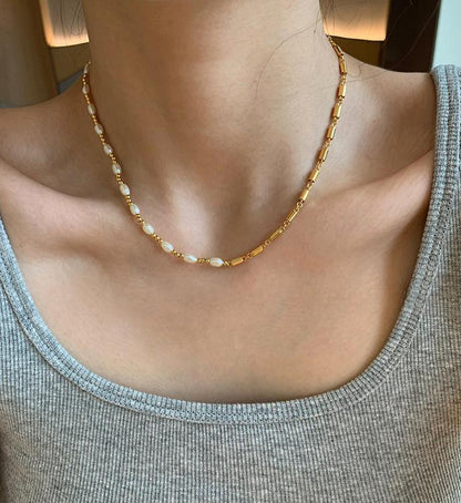 Fresh Pearl Gold Plated Necklace