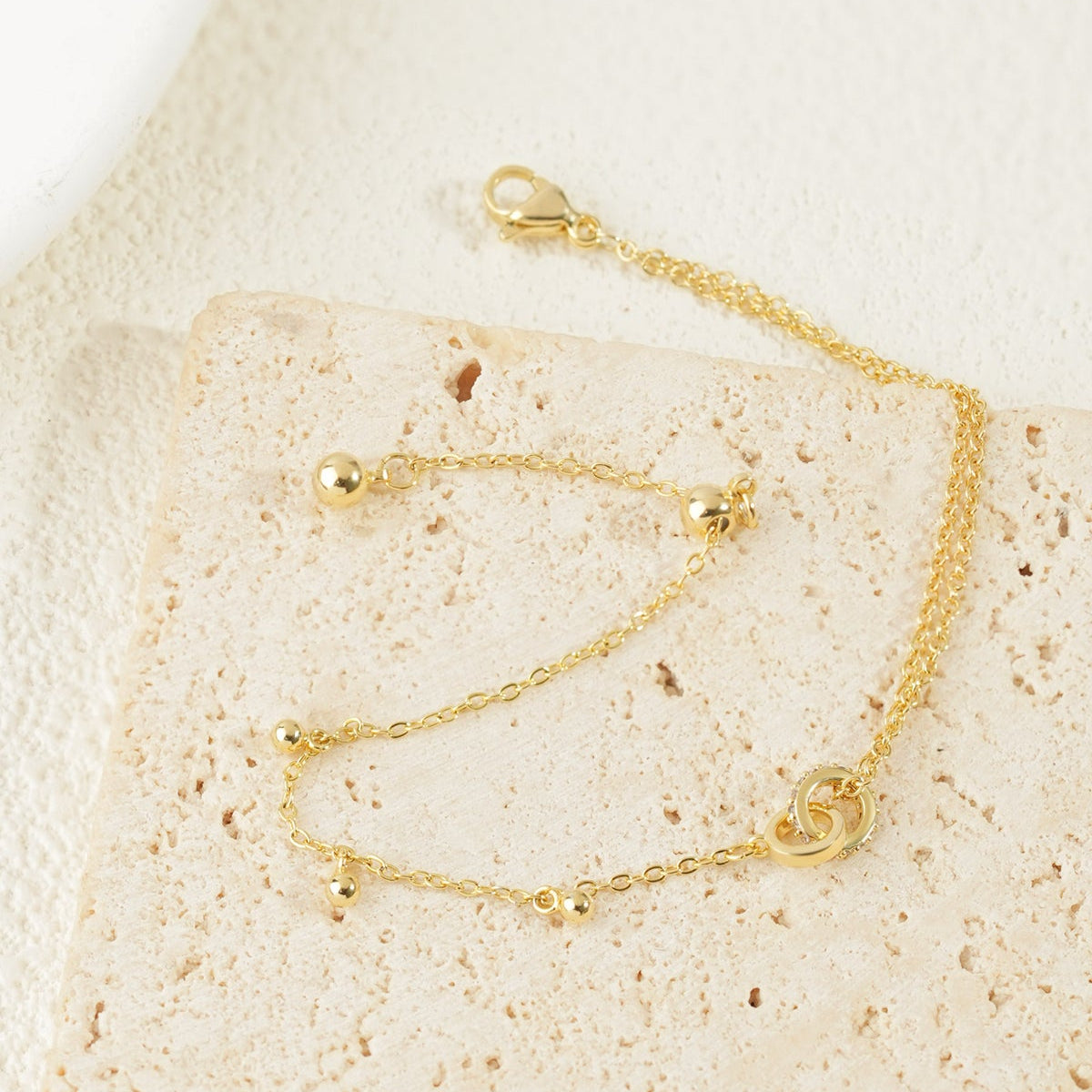 Half Double-Layer Gold Plated Beads Bracelet