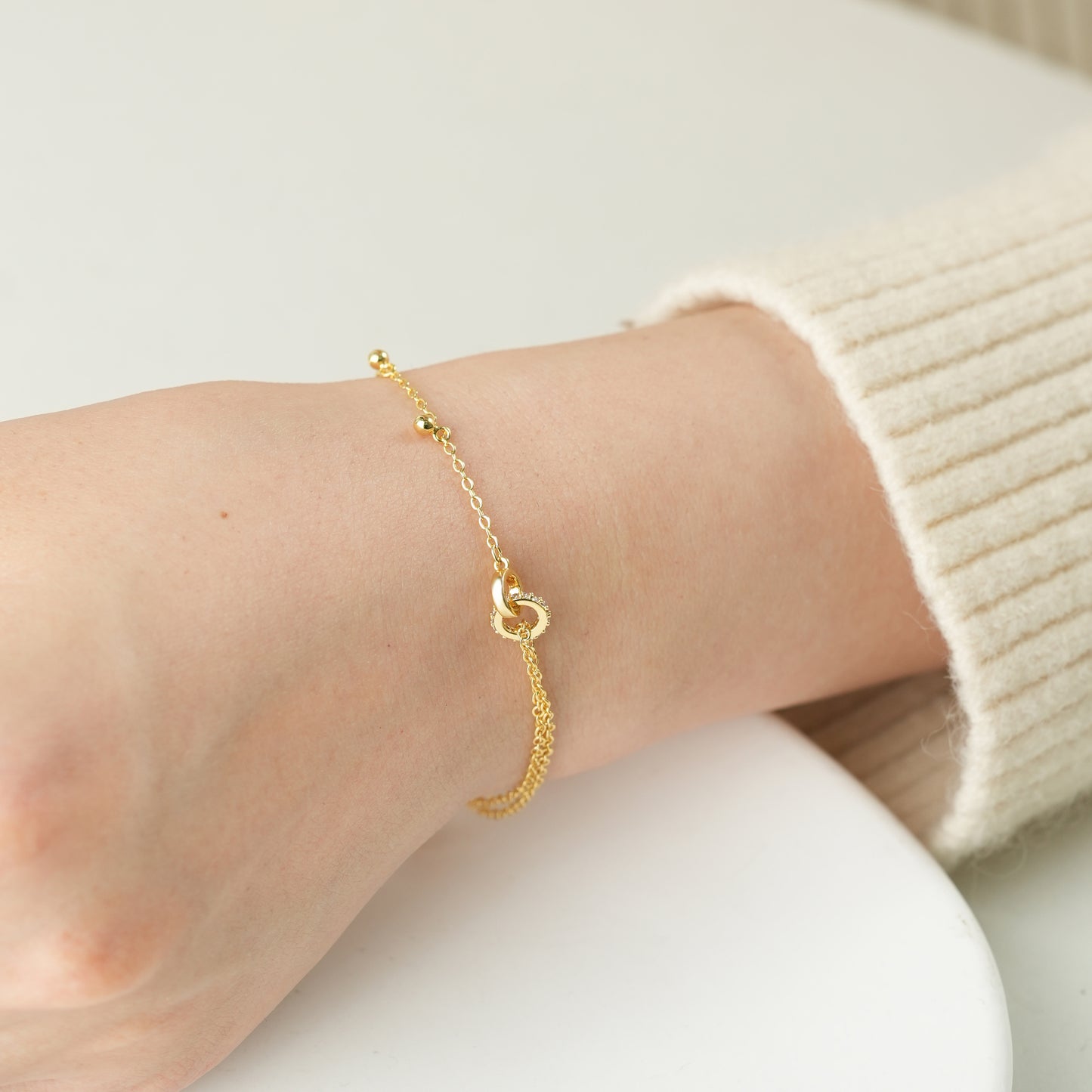 Half Double-Layer Gold Plated Beads Bracelet