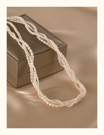 14K Rolled Gold Triple - Layer Pearl Necklace