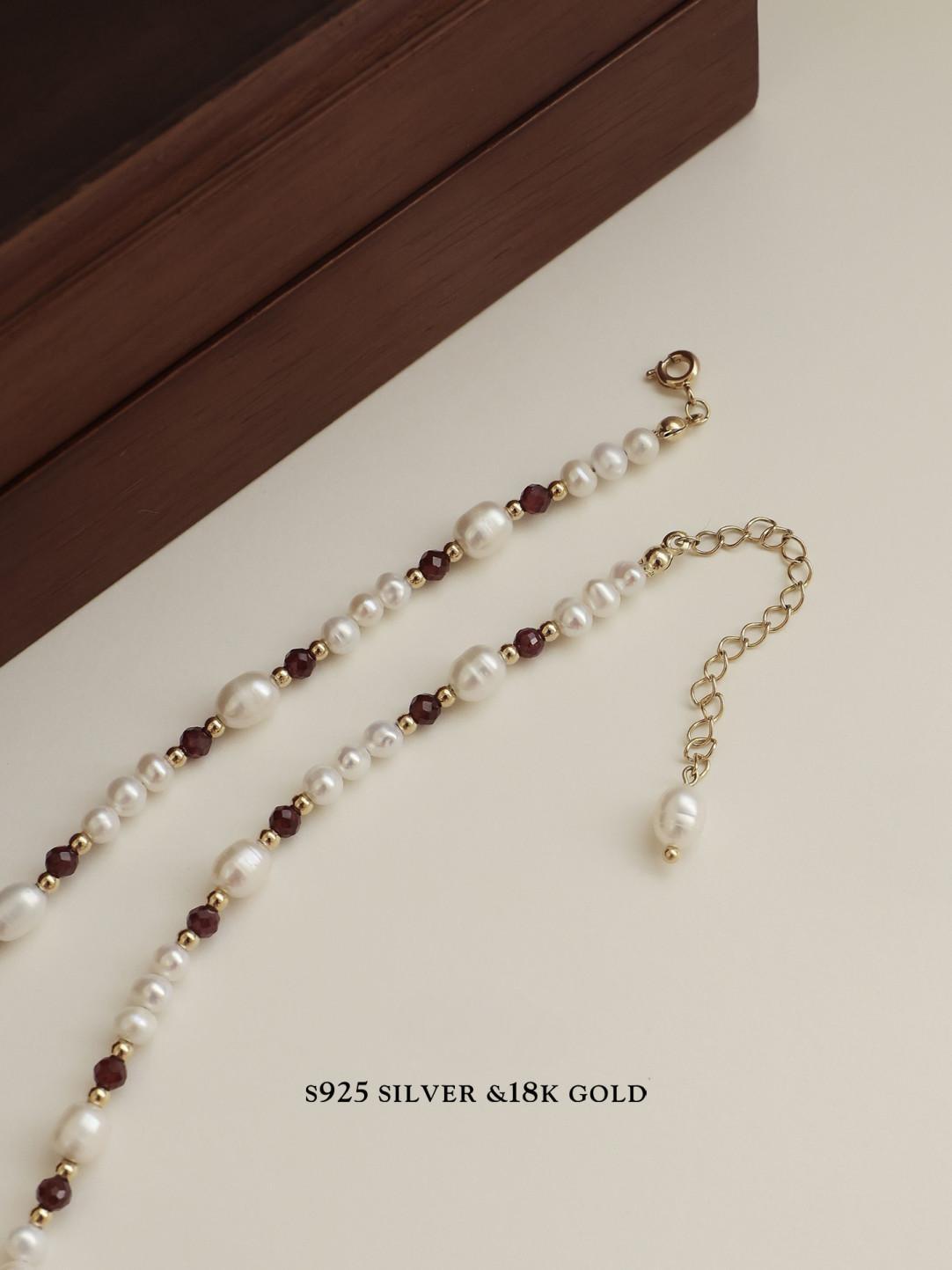 Handmade S925 Pearl Garnet Necklace