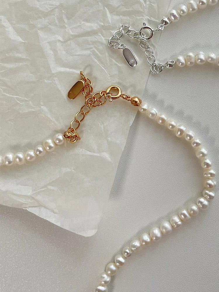 Fragmented Silver Freshwater Pearl Necklace