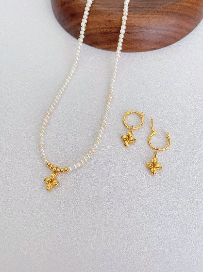 Baby Pearl Necklace with Cross Pendant