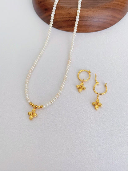 Baby Pearl Necklace with Cross Pendant
