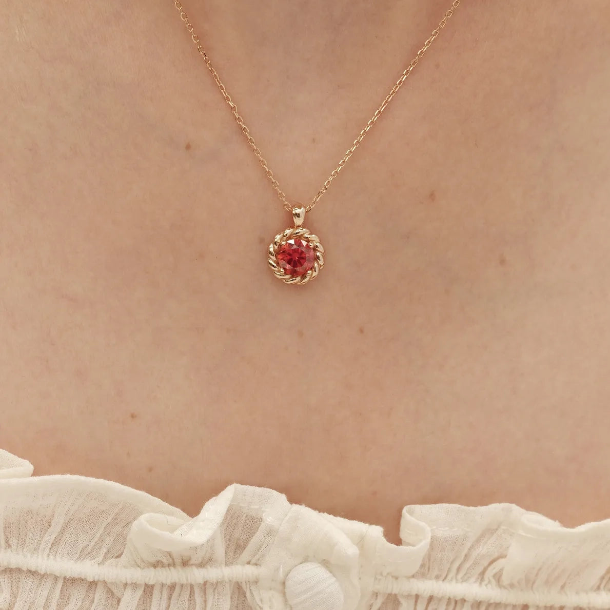 Colored Moissanite Twisted Design Necklace