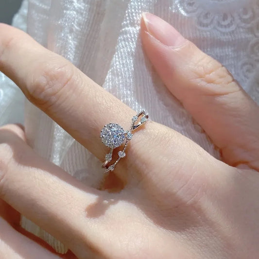 Vine Halo Moissanite Ring