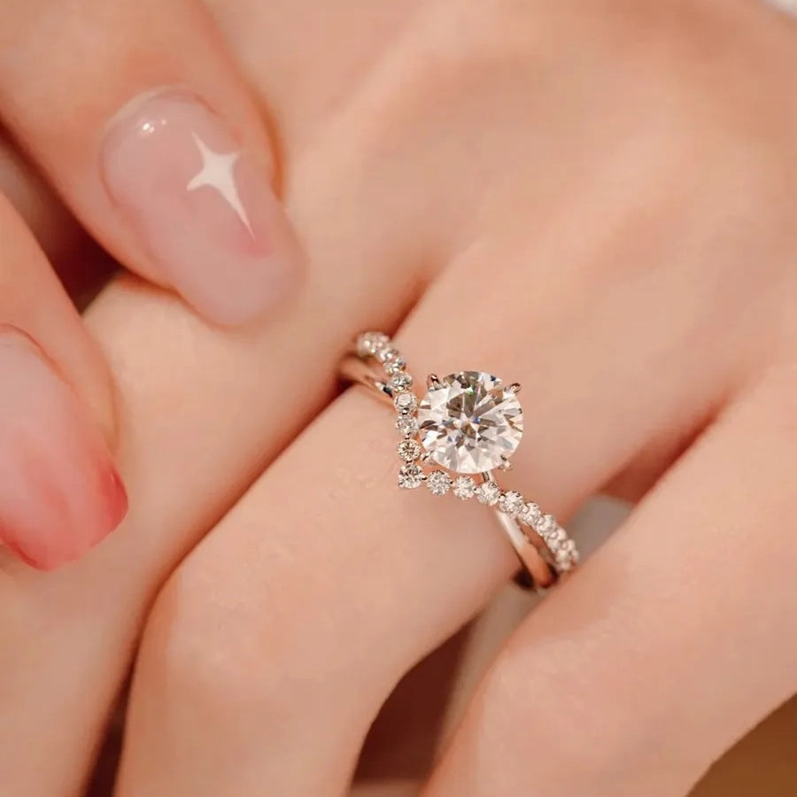 Criss Cross Halo Moissanite Ring