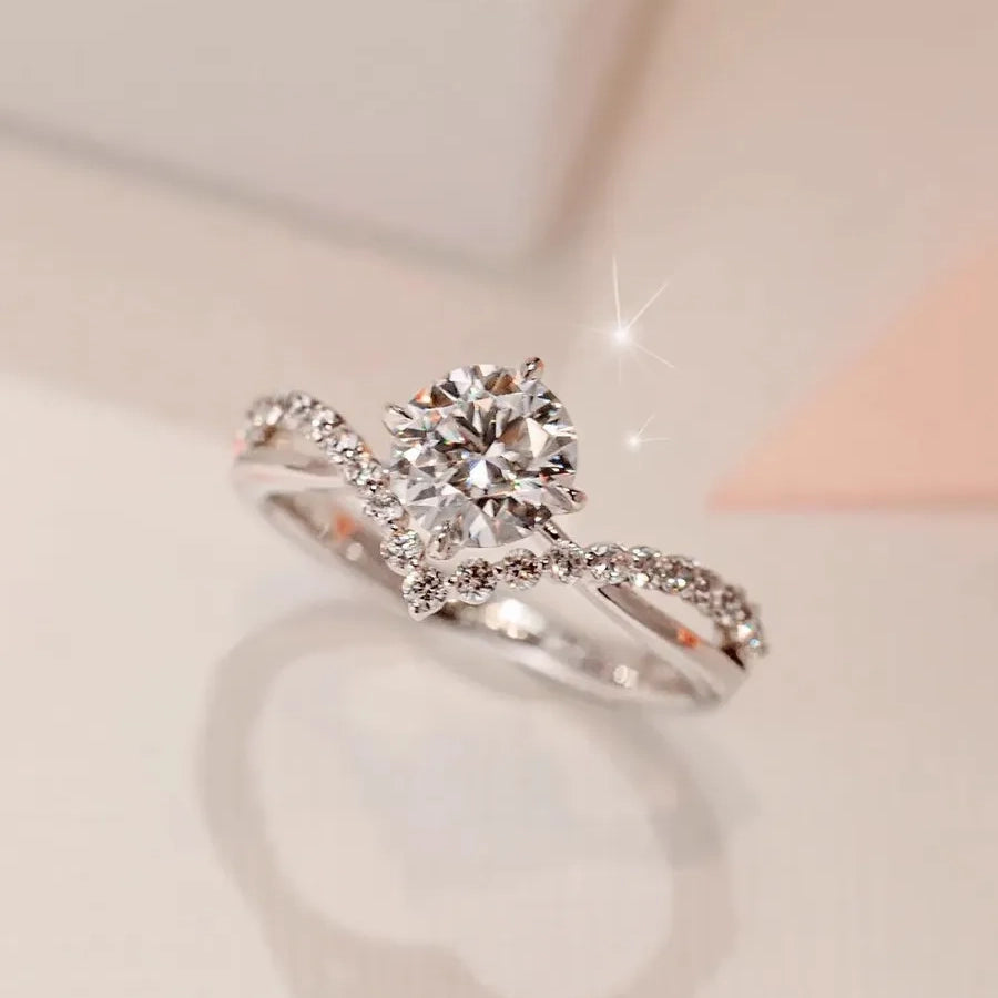 Criss Cross Halo Moissanite Ring