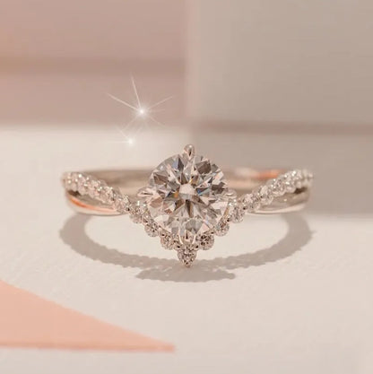 Criss Cross Halo Moissanite Ring