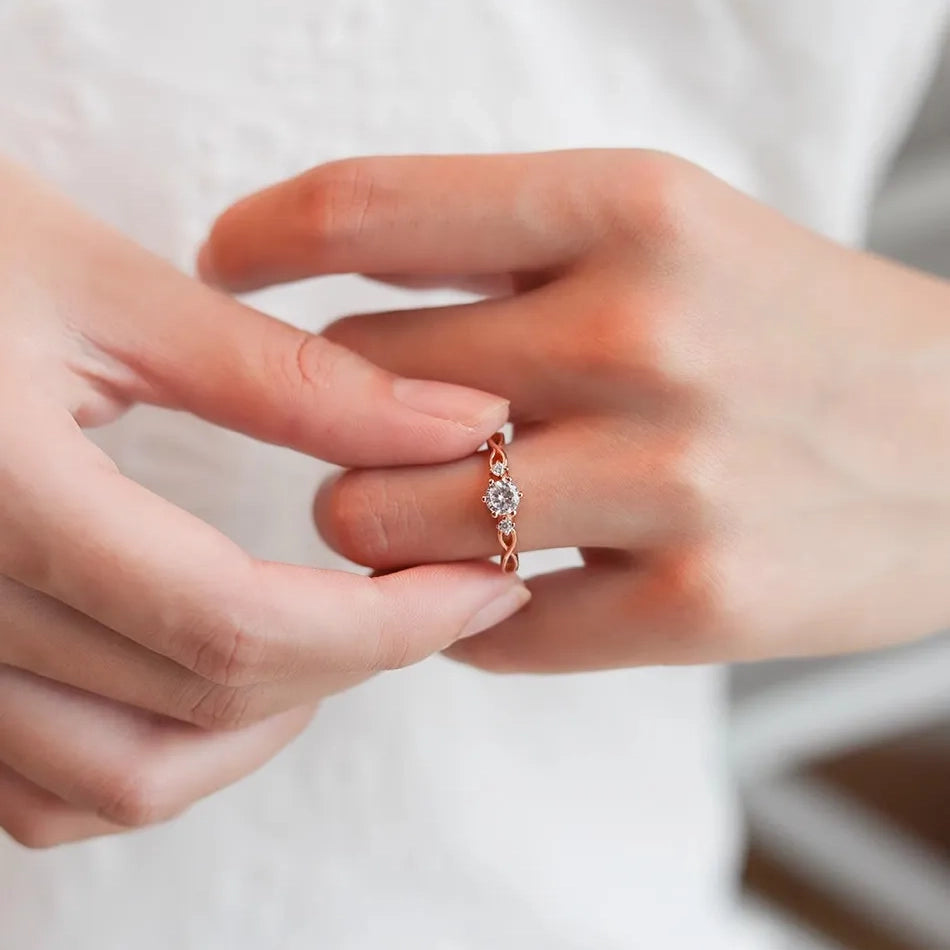 Twisted Trilogy Moissanite Ring