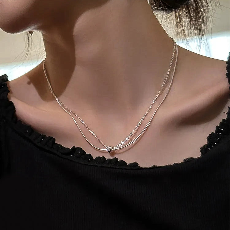 Double-Layer Paperclip Chain Necklace