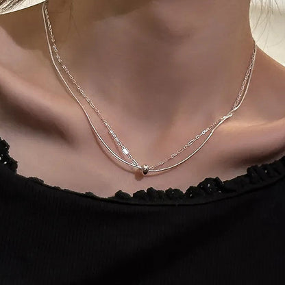Double-Layer Paperclip Chain Necklace