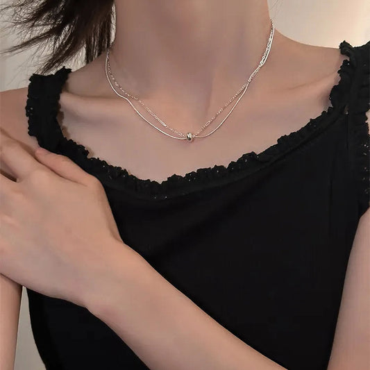 Double-Layer Paperclip Chain Necklace