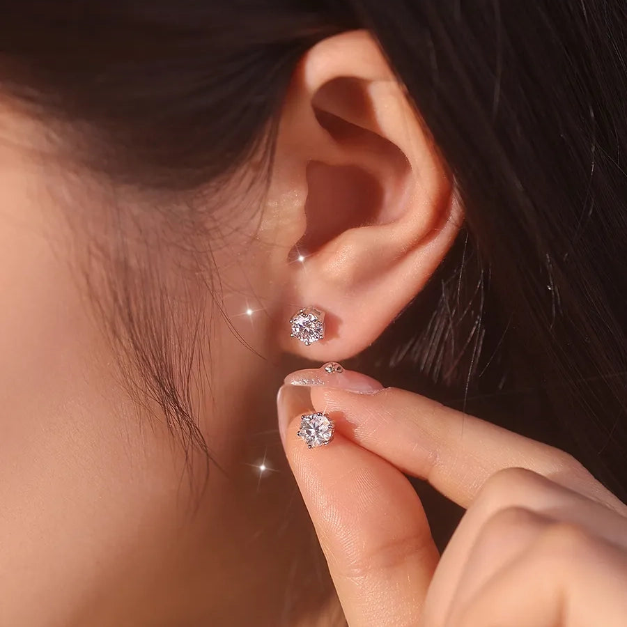 6-Prong Crown Moissanite Earrings