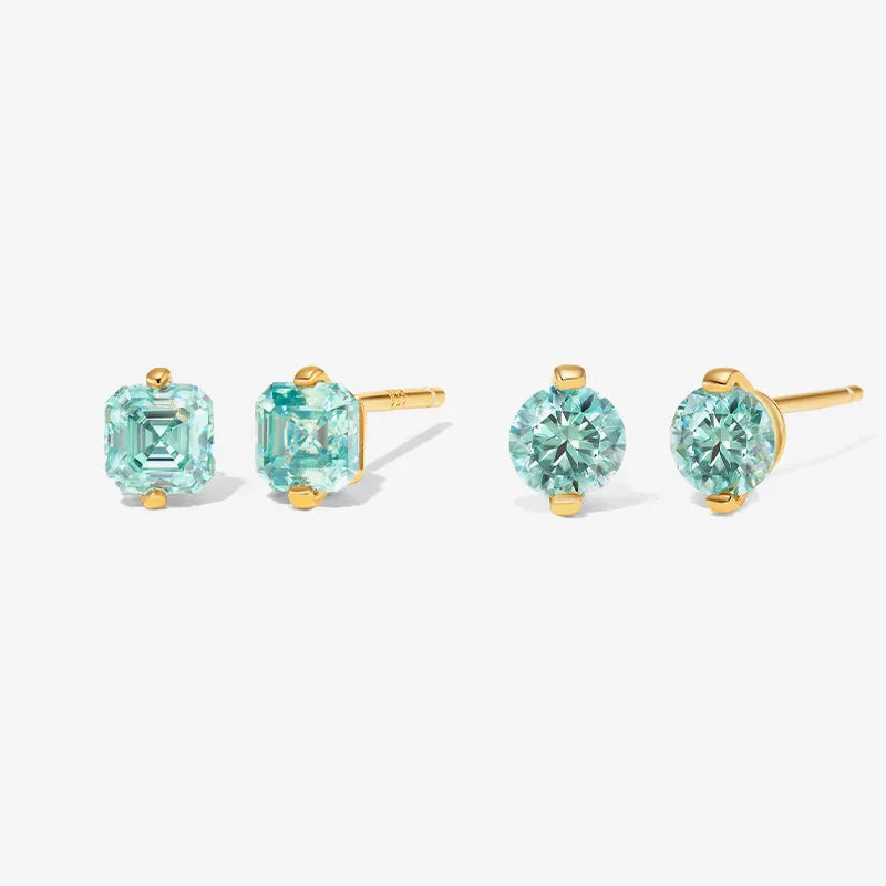 Aqua Green Moissanite Earrings