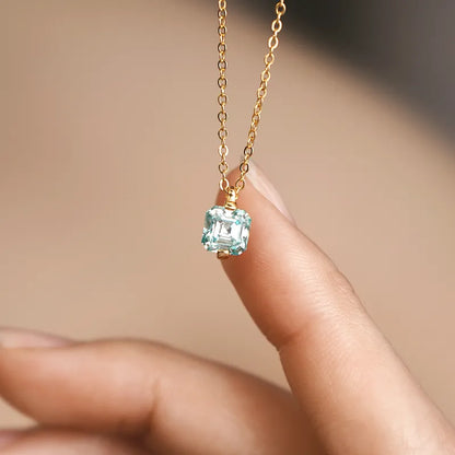 Firefly Blue Moissanite Necklace