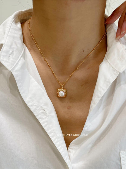 8mm Freshwater Pearl S925 Gold Plated Necklace