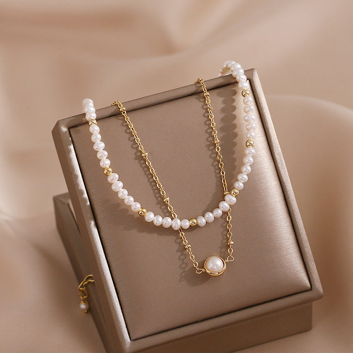 Elegance Double-Layer Pearl Choker Necklace
