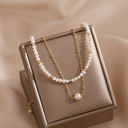 Elegance Double-Layer Pearl Choker Necklace