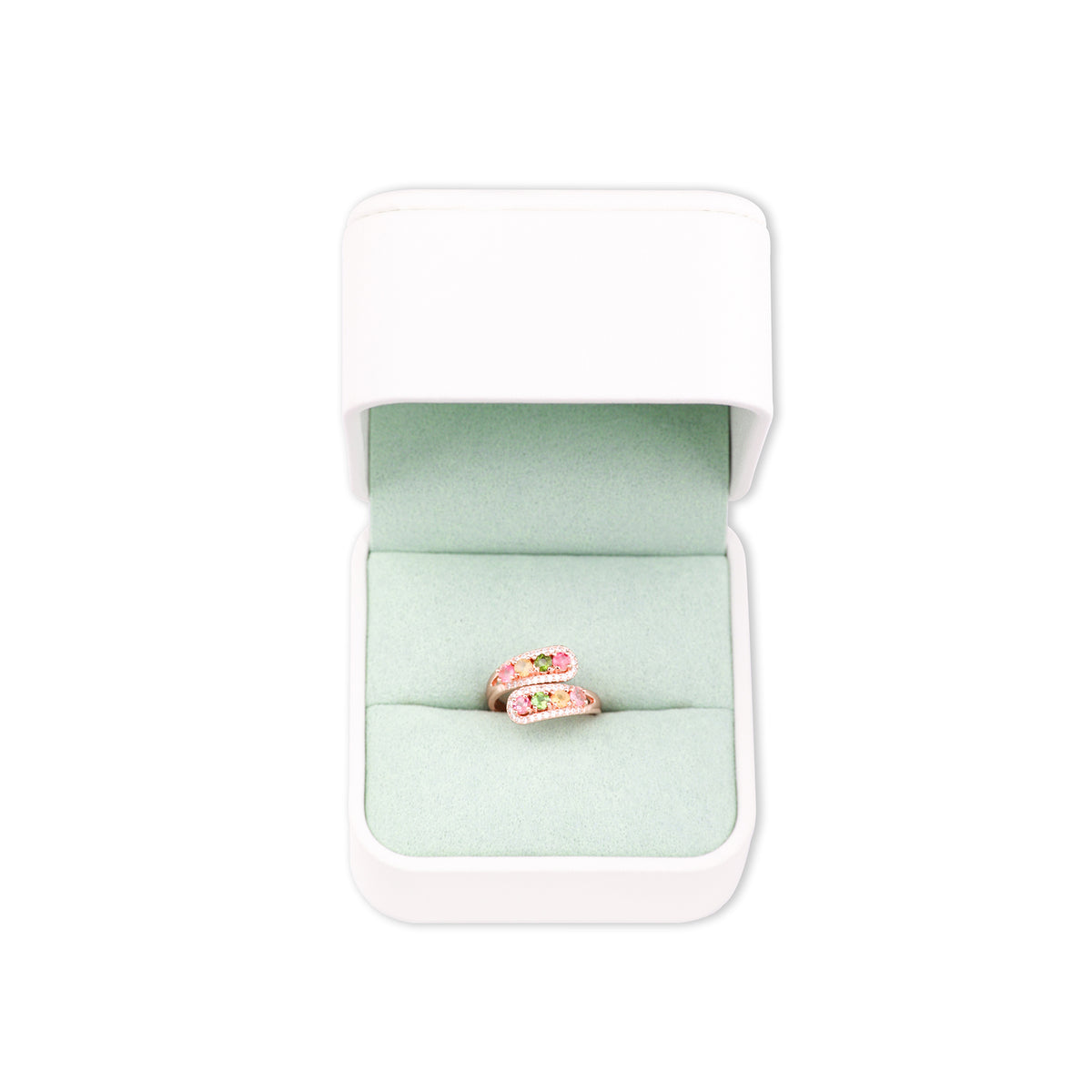 Multicolor Tourmaline Hugging Crossover Ring