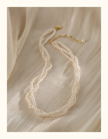 14K Rolled Gold Triple - Layer Pearl Necklace