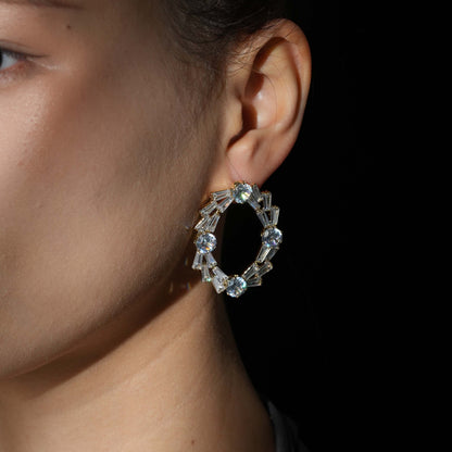 Oval Sparkle Loop Earrings