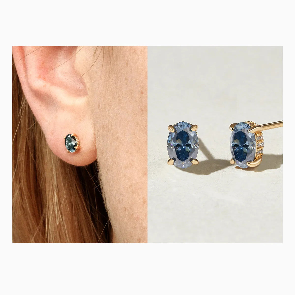 Ocean Blue Moissanite Earrings