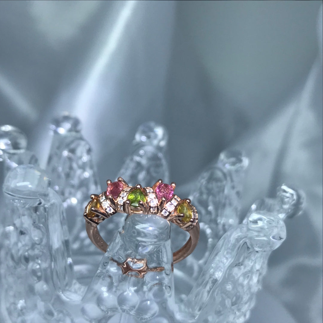 Pear-Shaped Tourmaline Arrangement Ring