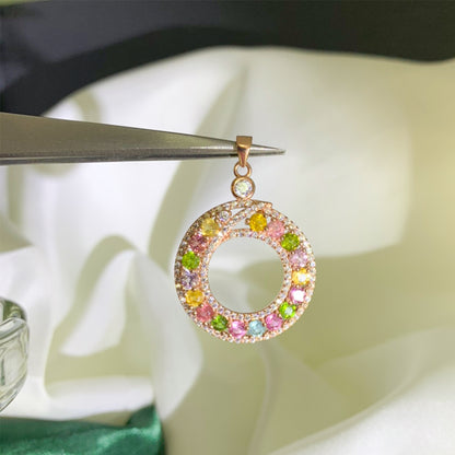 Ethereal Petal Garland Tourmaline Pendant