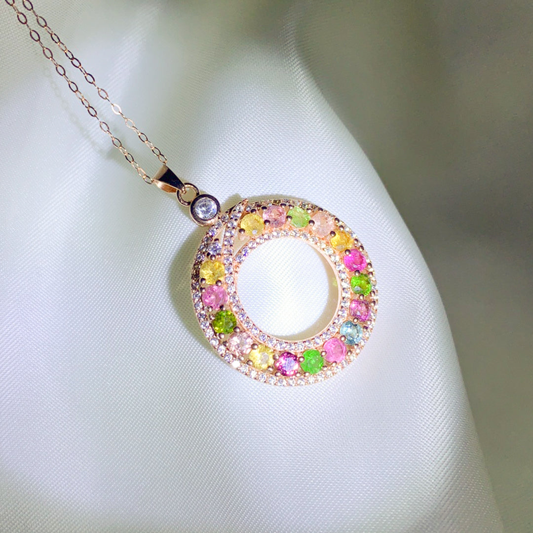 Ethereal Petal Garland Tourmaline Pendant