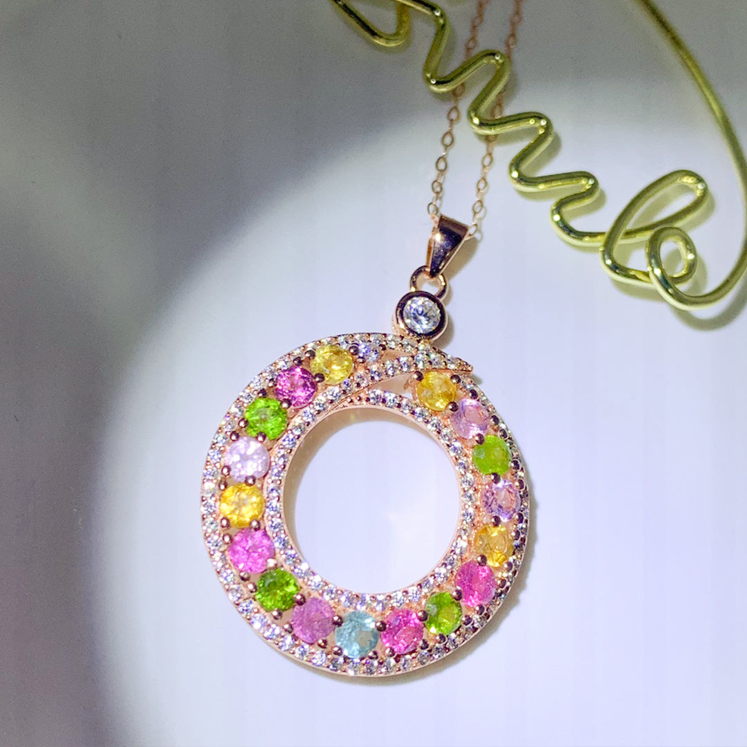 Ethereal Petal Garland Tourmaline Pendant