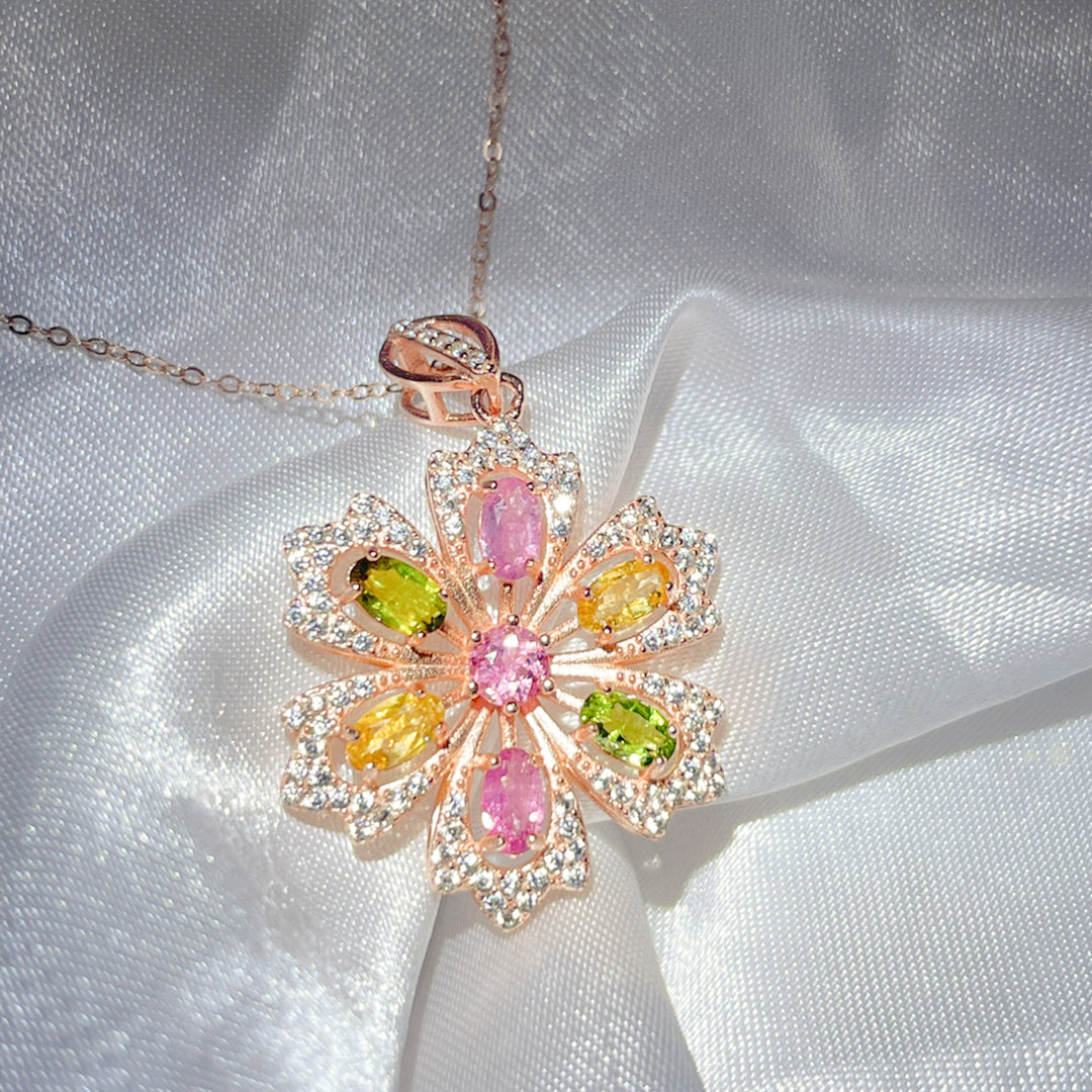 Enchanted Floral Symphony Tourmaline Pendant