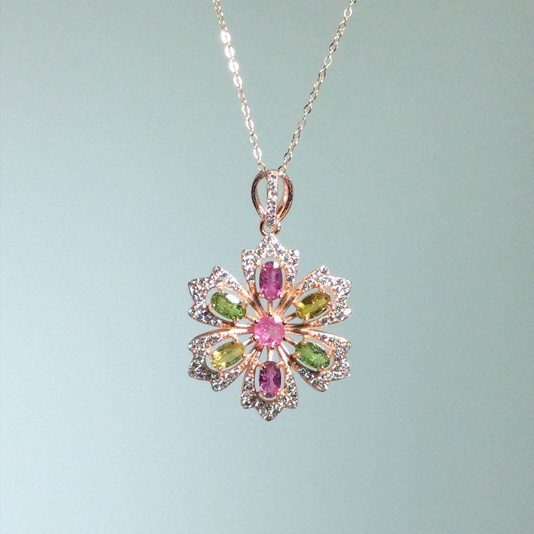 Enchanted Floral Symphony Tourmaline Pendant