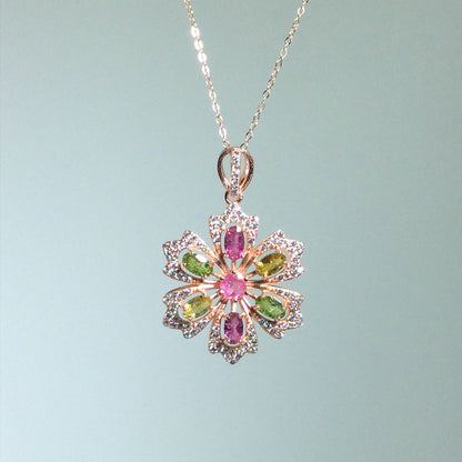 Enchanted Floral Symphony Tourmaline Pendant