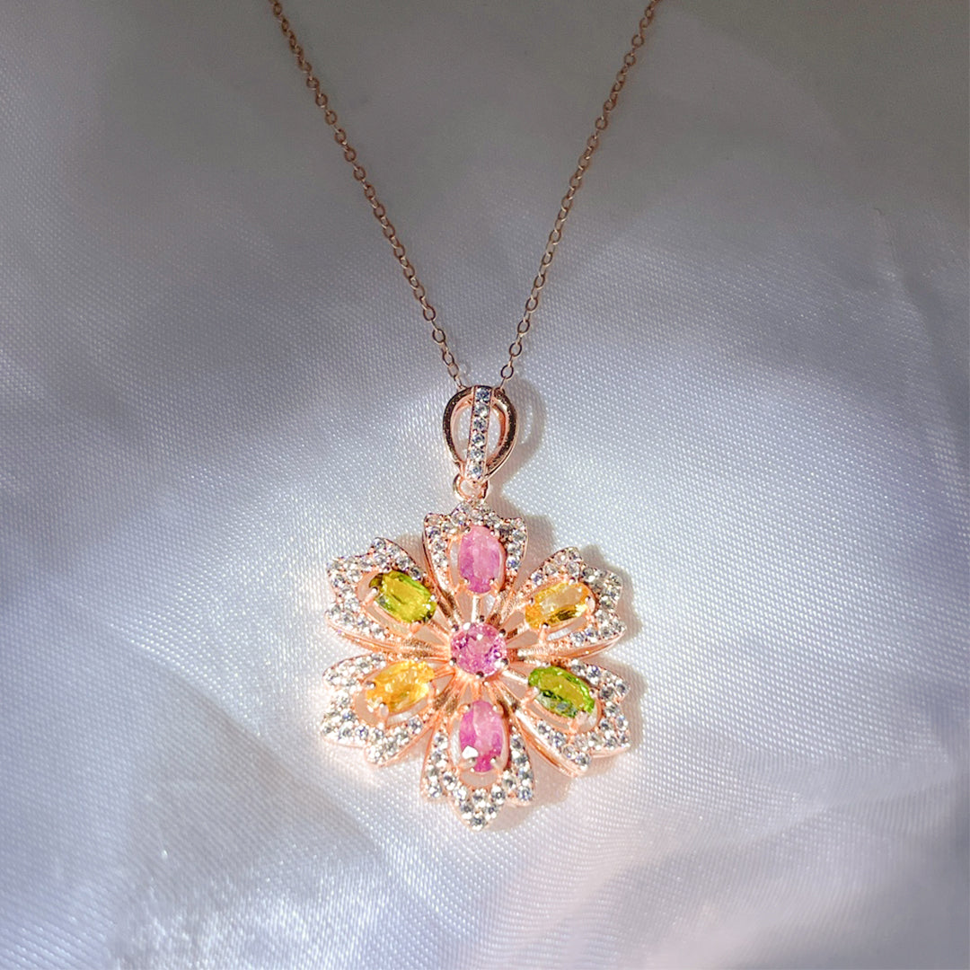 Enchanted Floral Symphony Tourmaline Pendant