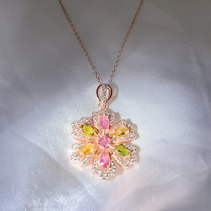 Enchanted Floral Symphony Tourmaline Pendant