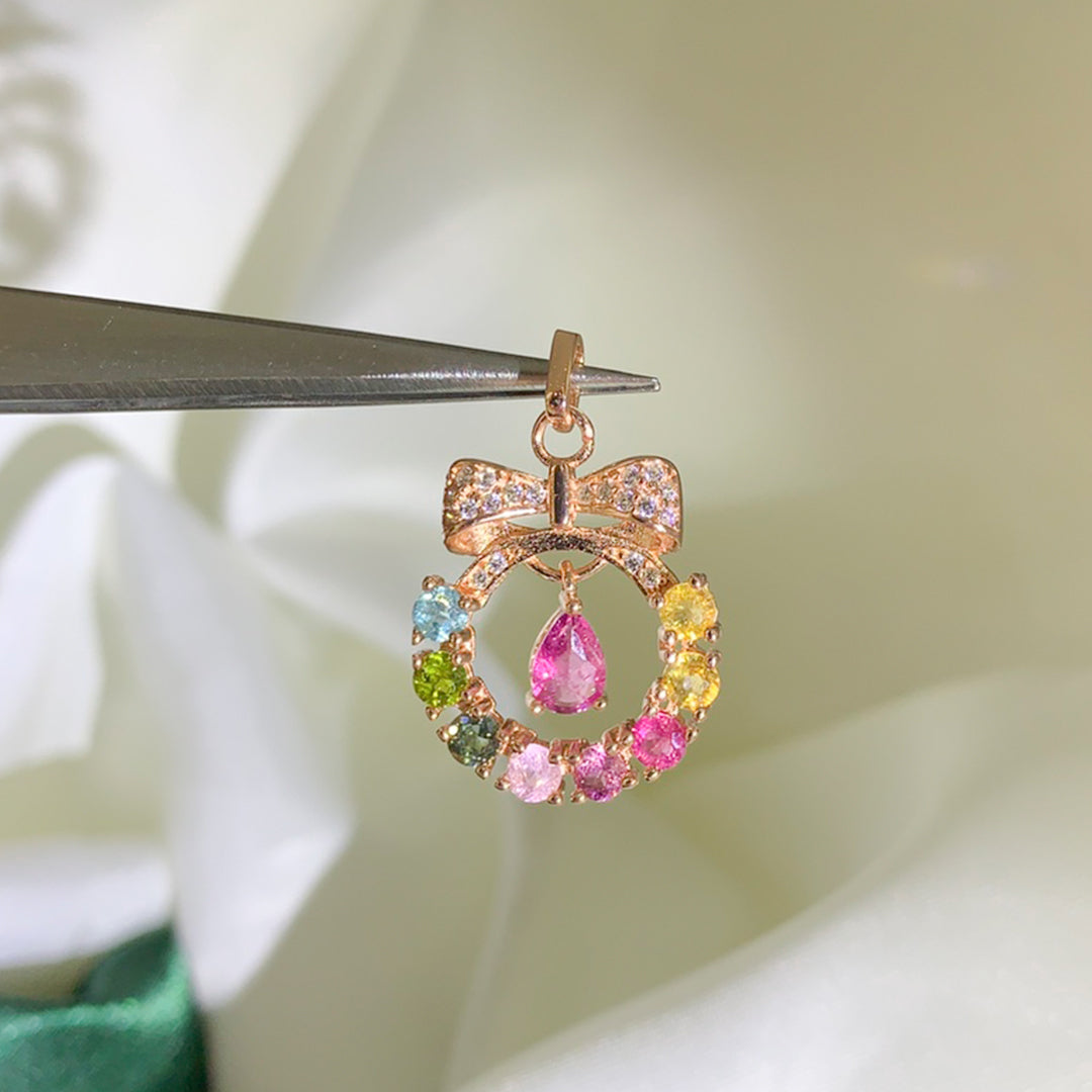 Mystic Rainbow Elegance Tourmaline Pendant