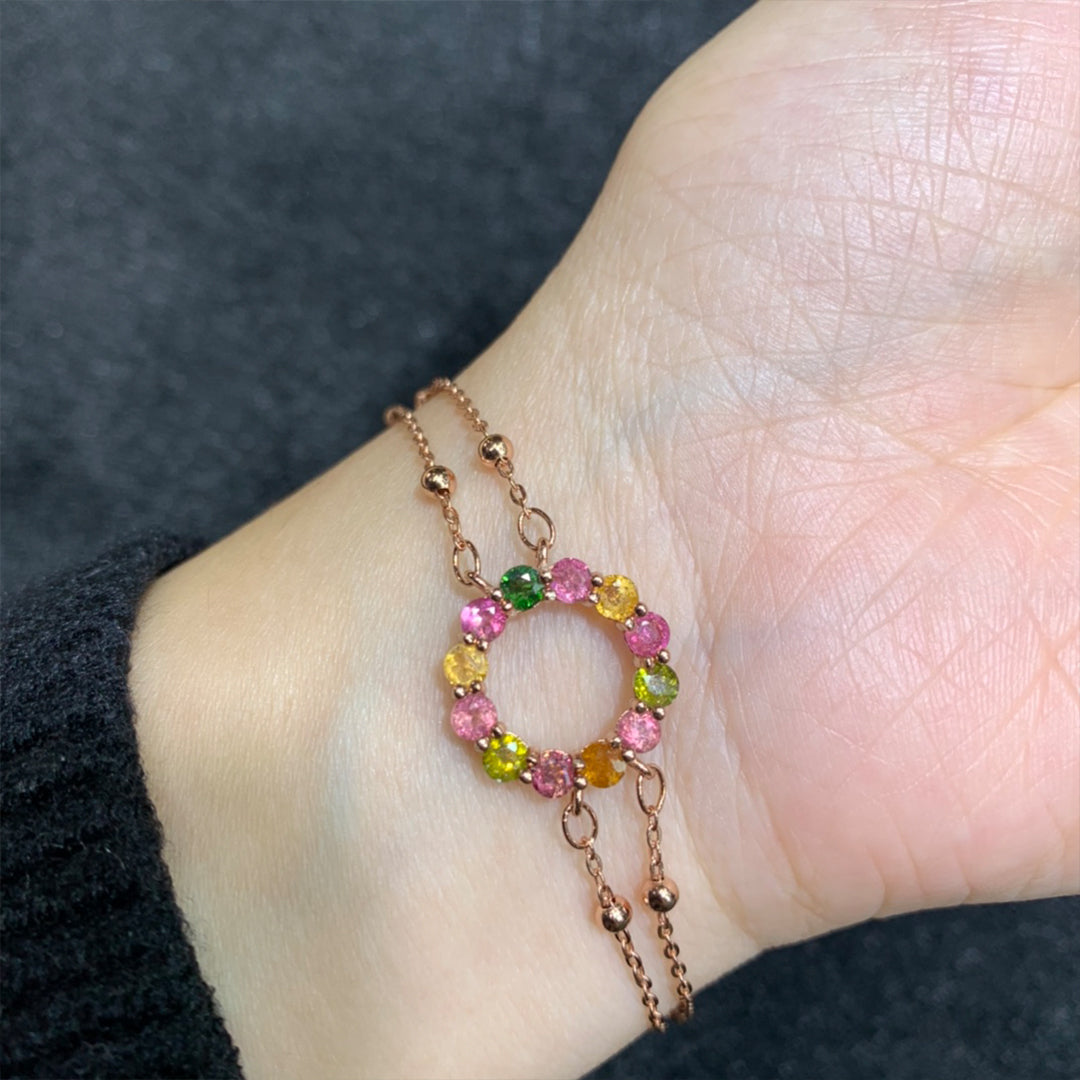 Azure Radiance Circle Tourmaline Bracelet