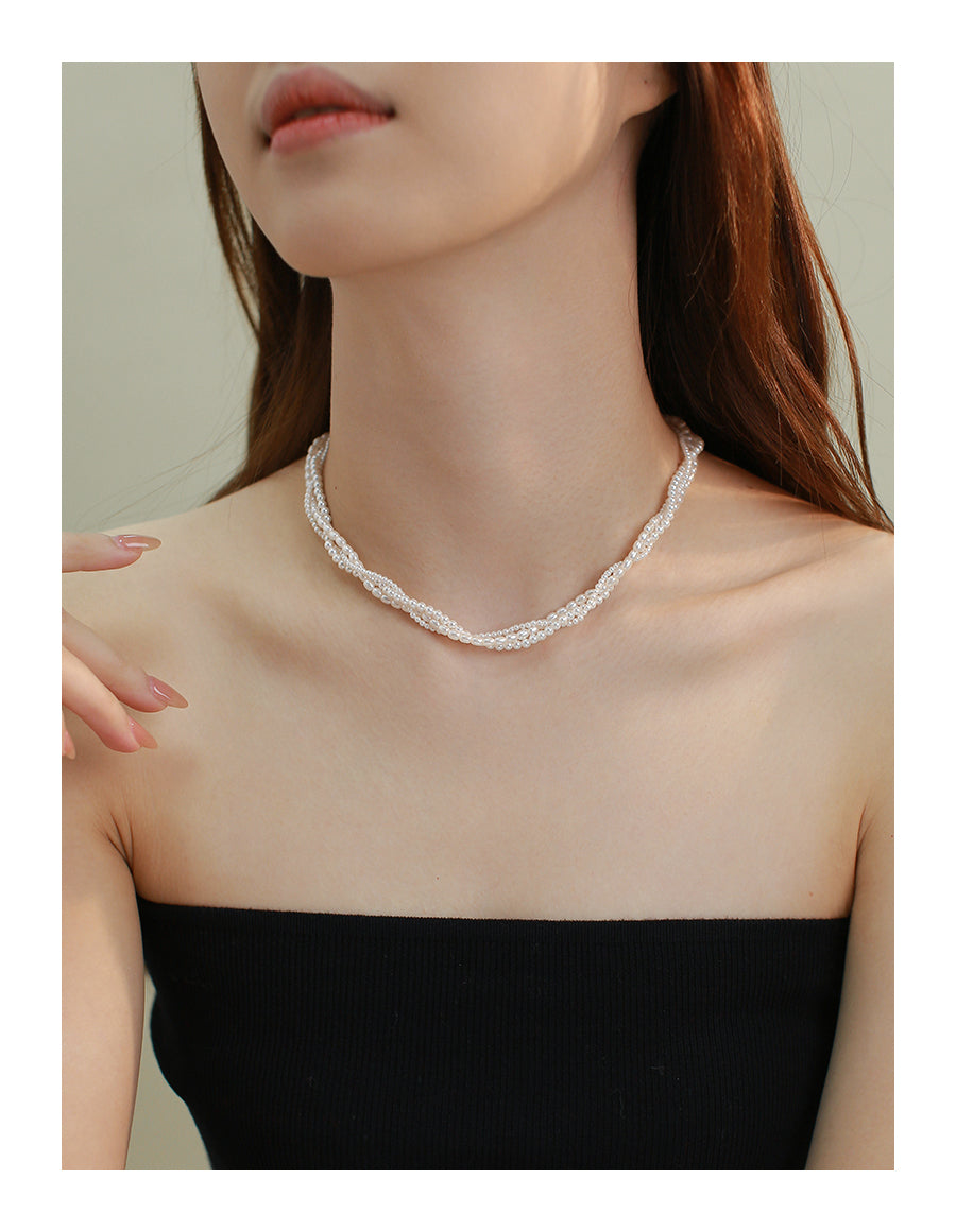 14K Rolled Gold Triple - Layer Pearl Necklace