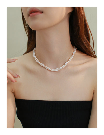 14K Rolled Gold Triple - Layer Pearl Necklace