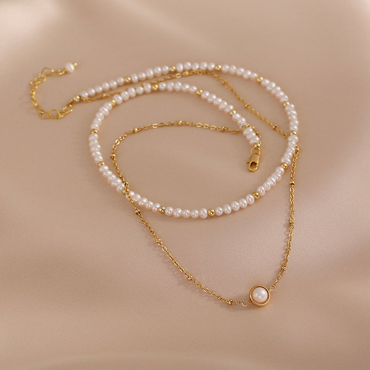 Elegance Double-Layer Pearl Choker Necklace