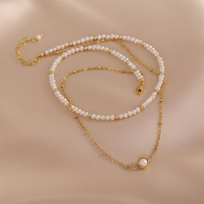 Elegance Double-Layer Pearl Choker Necklace
