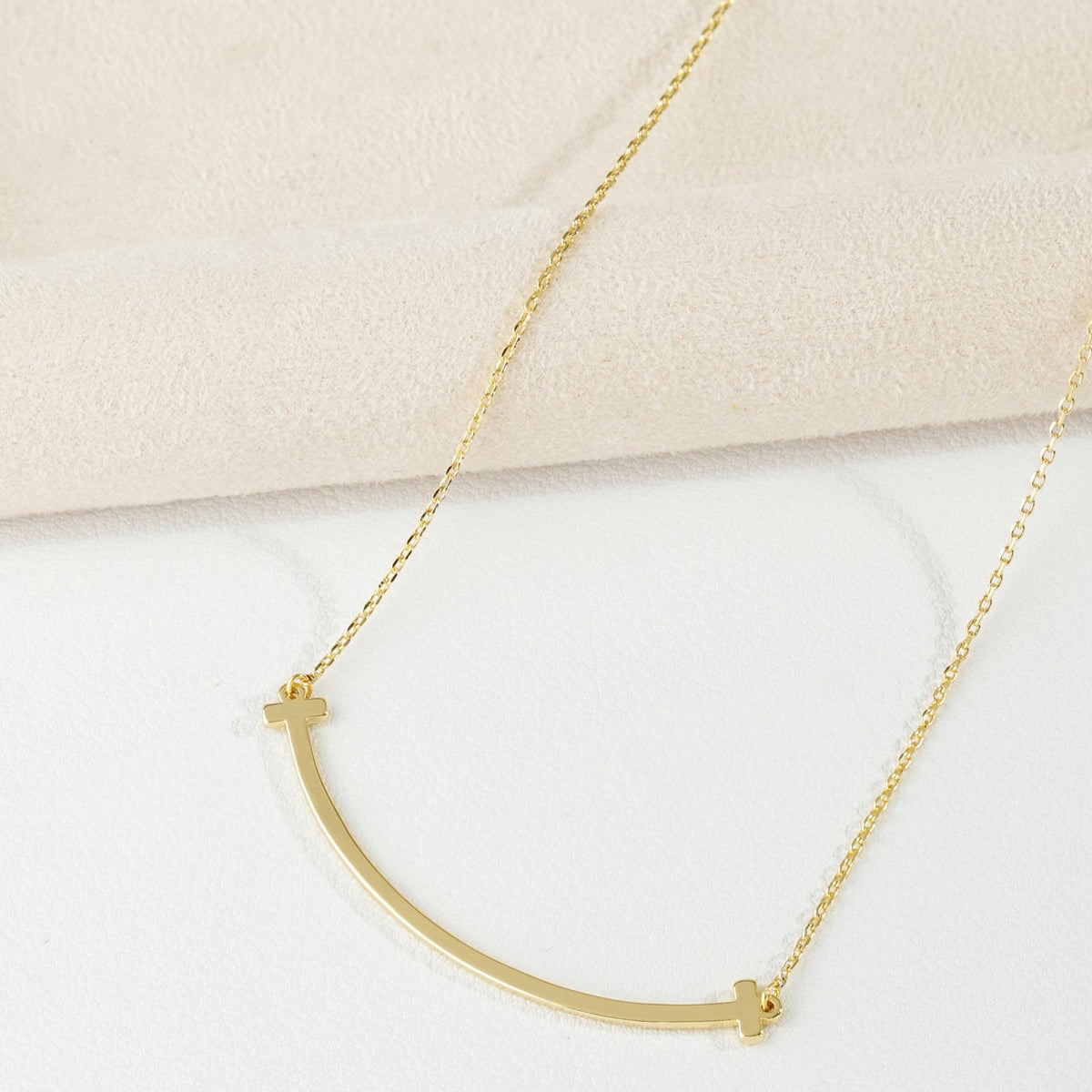 Curved Bar Gold Plated Necklace